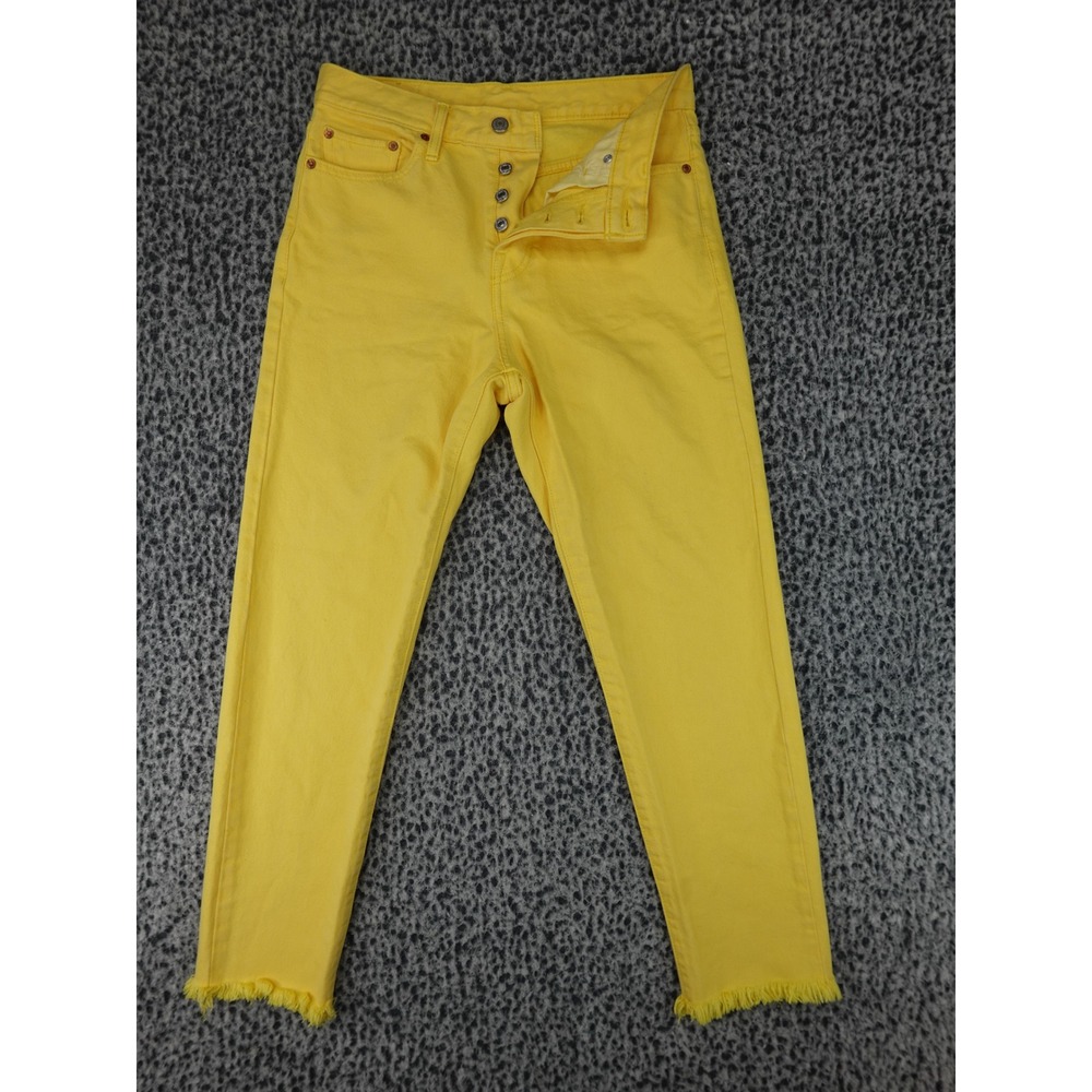 Levi's 501 Original Jeans Womens‎ 28 Yellow Raw Hem Cropped Button Fly 22861